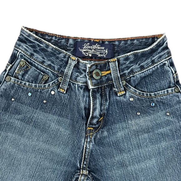 NEW Levis Strauss Signature Girls Rhinestone Jeans Size 6X Frayed Hem Denim - Picture 2 of 9
